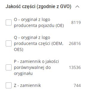 Оригинальные запчасти в Польше - категории 